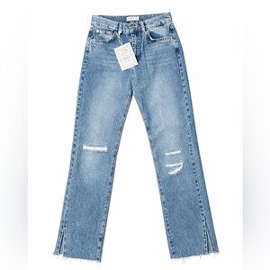 Pull&Bear NWT Straight Leg Distressed Raw Hem Jeans Medium Wash Size 8